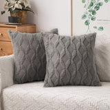 1 x Brand New MIULEE Set of 2 Wool Cushion Covers Decorative Pillows Velvet Sofa Cushion Soft Plush Couch Cushion Pillow Cover Decorative Pillowcase with Hidden Zipper for Living Room Bedroom 45 x 45 cm Dark Grey - RRP €20.99