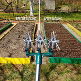 1 x RAW Customer Returns Rotary cultivator set, 63.5 cm - 160 cm, adjustable, garden tiller and hand garden cultivator with removable steel tines, reseeding grass or soil mixture - RRP €34.46