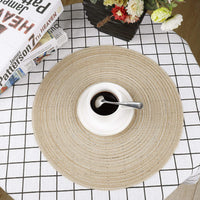 1 x RAW Customer Returns MaoXinTek Round Placemats Cotton Placemats 14 inch Easy Care Washable Braided Placemats for Kitchen Dining Table Party Decor Set of 6 Beige - RRP €17.99