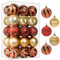 1 x RAW Customer Returns SHareconn 30pcs Christmas Tree Balls, 6cm Shatterproof Colorful Plastic Balls Ornaments for Christmas Tree, Holiday and Wedding Red and Gold, 60mm  - RRP €43.34