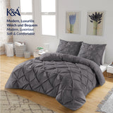 7 x Brand New K A Pintuck Pinch Pleated Duvet Cover Bedding with Pillowcase 80 x 80 cm with Zipper, Easy Care, Machine Washable, Soft Microfiber Bedding Gray, 200 x 200  - RRP €197.54