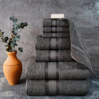 1 x RAW Customer Returns JAQAAR 8-piece towel set made of 100 cotton, OEKO Tex tested, 550 GSM very soft and super absorbent, 2 bath towels, 2 hand towels, 4 guest towels color light brown . - RRP €43.31