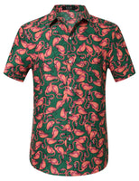 1 x RAW Customer Returns SSLR Hawaii Shirt Men, Short Sleeve Men s Hawaii Shirts Button Down for Vacation, Travel Home Regular Fit Green Pink, X-Large  - RRP €23.9