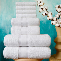 1 x RAW Customer Returns JAQAAR 8-piece towel set made of 100 cotton, OEKO Tex tested, 550 GSM very soft and super absorbent, 2 bath towels, 2 hand towels, 4 guest towels color white . - RRP €44.99