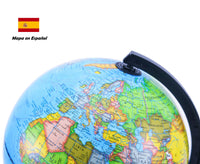 1 x RAW Customer Returns Exerz 20cm World Globe - Spanish Map - Educational Rotatable Globe Desktop Decoration - Geographic Modern Political Map - Diameter 20cm - RRP €24.99