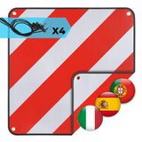 1 x RAW Customer Returns 2 in 1 warning sign for Italy and Spain, 50 50cm standard size, with 4 tensioning straps - robust and durable, red and white warning sign for motorhomes, rear carriers, bicycle carriers - RRP €34.27