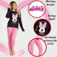 1 x RAW Customer Returns Disney Pajamas Women Long, Stitch Pyjama Women Set Black Pink Minnie, M  - RRP €28.75