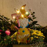 1 x Brand New TERESA S COLLECTIONS garden decoration for outdoors, metal solar garden lights, GNOME solar LED, spring Easter decoration outdoor with GNOME and Easter eggs solar lamp, Easter decoration for terrace, yard, lawn, 42CM - RRP €16.51