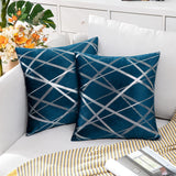 1 x Brand New MIULEE set of 2 velvet cushion covers silver cushion covers decorative cushions sofa cushions pillowcases decorative cushion covers decorative cushion covers couch cushions sofa dark blue 50 x 50 cm - RRP €22.2