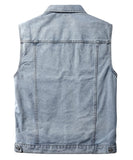 1 x RAW Customer Returns KTWOLEN Men s Denim Vest Vintage Jeans Vest Outdoor Biker Vest Leisure Sleeveless Jacket Motorcycle Vest Trucker Vest Denim Vest for Men, Blue, L - RRP €38.3