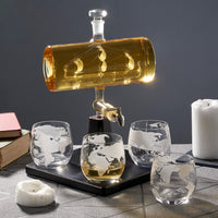 1 x RAW Customer Returns Whiskey and Grappa Decanter 1000 ml with Glass Set - Ship Shaped Alcohol Dispenser - Gift Box with Exquisite Design - RRP €69.99