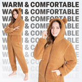 1 x RAW Customer Returns CityComfort Women s Teddy Fleece Onesie Pajamas S-XL XL, Brown Teddy  - RRP €30.0