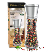 1 x RAW Customer Returns LG Luxury Grace pepper, salt and spice mill, 180 ml 19 x 6.5 cm . High-quality glass, stainless steel lock and adjustable ceramic grinder. Elegant, lightweight and ergonomic design. - RRP €11.76