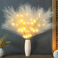 1 x RAW Customer Returns Joomer Glowing Pampas Grass Large, 70cm 3 Pieces Pampas Grass Artificial Flower Bouquet, 36 LED Fairy Lights Battery Operated Boho Home Decoration for Wedding Living Room Bedroom Table Beige  - RRP €21.17