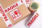 13 x Brand New Set 100 x Fragile Stickers Large 10X10CM and 1 x Roll of Fragile Adhesive Tape 50mm x 66m Quiet Packaging Tape for Parcel Packaging - RRP €162.11