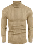 1 x RAW Customer Returns COOFANDY Men s Turtleneck Sweater Long Sleeve Turtleneck Knitted Sweater Slim fit Casual Pullover Winter Khaki XL - RRP €31.96