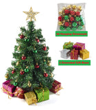 2 x Brand New PREXTEX 58 cm Miniature Christmas Tree to Assemble and Place on a Table, Decorated with Gift Packages, Baubles and a Star at the Top. - RRP €31.98