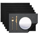 1 x RAW Customer Returns Banchif placemats, imitation linen placemats, washable, non-slip placemats, placemats, double-sided placemats, set of 6 placemats, washable placemats, fabric grey-black 45 x 30 cm  - RRP €20.16