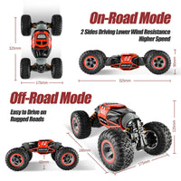 1 x RAW Customer Returns BEZGAR TD141 Remote Control Car - 4WD 2.4GHz RC Car for Children, Transforming Car Toy Stunt Car with Rechargeable Battery for Boys and Adults, Red - RRP €50.41