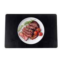 1 x RAW Customer Returns Lederfabrik Garnier placemats and coasters set of 4, washable, genuine recycled leather, table set placemat, stable and non-slip leather look 45 x 30cm Sustainable Made in Germany black  - RRP €30.05