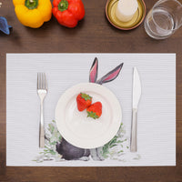 1 x RAW Customer Returns Banchif Washable Placemats Set of 6, Easter Eggs with Flowers Cartoon Rabbit Table Decoration Easter Spring Banquet Placemats Holiday Party Decor Placemats Seasonal Placemats Beige - RRP €13.1