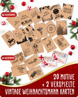 46 x Brand New Weidebach 20 ELEGANT BLACK WHITE CHRISTMAS CARDS SET 2 EXTRA SANTA CLAUS CARDS, INCLUDING 22 BROWN ENVELOPES MADE OF KRAFT PAPER, CHRISTMAS CARDS FOLDED CARDS WITH UNIQUE MOTIFS  - RRP €686.32