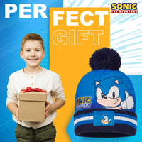 1 x RAW Customer Returns Sonic the Hedgehog Child Hat, Winter Hat Scarf and Gloves Set Blue 2 Pieces  - RRP €18.25