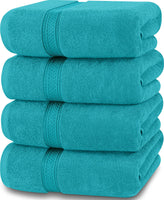 1 x RAW Customer Returns Utopia Towels - Bath Towel Set 4 Pack, 69 x 137 cm 100 Ring-Spun Cotton Towels Turquoise  - RRP €38.4