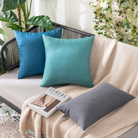 1 x RAW Customer Returns MIULEE Set of 2 Waterproof Cushion Covers Outdoor Sofa Cushions Decorative Pillows Modern Cushion Covers Decorative Cushion Cover Made of Polyester Linen Look for Garden Sofa Living Room Bed 30 x 50 cm Peacock Blue - RRP €16.74