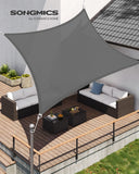 1 x RAW Customer Returns SONGMICS Sun Shade Sail 3 x 5 m, Sun Protection Made of HDPE Fabric, Breathable, Water Permeable, for Patio, Garden, Balcony, Camping, Rectangular, Concave, 2 m Ropes, Smoke Grey GSS35GY - RRP €37.99