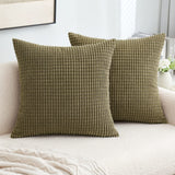 1 x Brand New MIULEE Corn Stripe Cushion Cover Soft Decorative Pillowcases Corduroy Polyester Granule Cushions for Room Sofa Chair Bed Living Room Bedroom 40x40cm 2 Pieces Olive Green - RRP €20.4