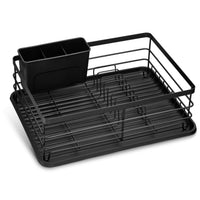 1 x RAW Customer Returns LINFELDT Dish Drainer Black 43x32cm - TOP DISH BASKET Dish Drainer Black - Dish Rack for Sink Dish Drying Rack Drip Tray Drainer Black - RRP €32.99