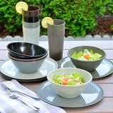 4 x Brand New Youngever set of 18 plastic tableware, plates 25CM , bowls 1000ML , cups 600ML , service for 6 Urban  - RRP €131.96