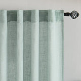 1 x RAW Customer Returns MIULEE Curtains Looped Voile Curtain Modern Linen Look Semi-Transparent for Living Room Bedroom Room Divider Sliding Curtain Set of 2 Stores Turquoise 225x140 cm - RRP €31.49