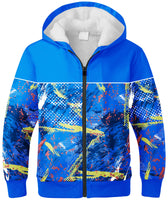 1 x Brand New JACKETOWN boys sweat jacket lined children s hoodie sweatshirt hooded sweater fleece jacket with hood long sleeve warm winter jacket classic sweater with zipper blue-S  - RRP €39.99