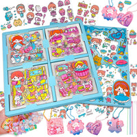 5 x Brand New 100 Pieces Kawaii Stickers, Cute Kawaii Stickers 10 pieces of acrylic charms, Kawaii Girls Stickers, for diaries, scrapbooking, water bottles, albums, DIY decorations - RRP €49.15