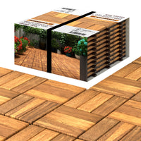 1 x RAW Customer Returns INTERBUILD Acacia wood tiles 30 x 30 cm 10 pieces 0.9 per PACK for balconies, gardens golden teak 12 slates  - RRP €40.99