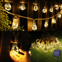 1 x RAW Customer Returns Geemoo Solar Fairy Lights Outdoor With 16 Bulbs, 6.4M Solar Fairy Lights Outdoor Weatherproof Warm White, Vintage Solar Fairy Lights with Hemp Rope Oudtoor Decoration for Gardens, Party, Balcony, Wedding - RRP €23.75