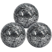 1 x RAW Customer Returns BELLE VOUS Crackle Mirror Centerpiece Decorative Balls Pack of 3 10 cm Diameter Decorative Spheres Set, Living Room Dining Room Ornaments, Home Decoration - RRP €22.21