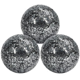 1 x RAW Customer Returns BELLE VOUS Crackle Mirror Centerpiece Decorative Balls Pack of 3 10 cm Diameter Decorative Spheres Set, Living Room Dining Room Ornaments, Home Decoration - RRP €22.21