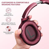 1 x RAW Customer Returns ZIHNIC Active Noise Canceling Headphones, 40 Hours Playback Time, Low Latency Wireless Bluetooth Over-Ear Headset, Game Mode Red  - RRP €49.99