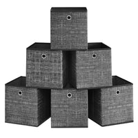 1 x RAW Customer Returns SONGMICS storage box, set of 6, organization boxes made of non-woven fabric with handle, box storage, 26 x 26 x 28 cm, organizer box, for cube shelf, folding box, clothes storage, mottled black RFB026B01 - RRP €22.18