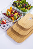 1 x Brand New Umami Premium Lunch Holder - Meals at Home Work Office, in glass, transparent bamboo - Zero Waste - Microwave and Dishwasher Safe - No BPA - Set of 3 - RRP €22.8