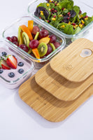 1 x Brand New Umami Premium Lunch Holder - Meals at Home Work Office, in glass, transparent bamboo - Zero Waste - Microwave and Dishwasher Safe - No BPA - Set of 3 - RRP €22.8