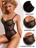 1 x RAW Customer Returns Avidlove Body Women Bodysuit Elegant Lingerie Sexy Top Lingerie Tops V Neck Underwear Mesh Curvy Babydoll Teddy Lace Lingerie Outfit Snap Crotchh Black L - RRP €17.84