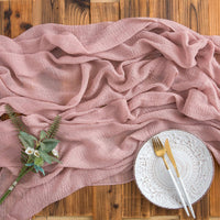 1 x RAW Customer Returns AOKSUNOVA Table Runner Muslin Wedding Old Pink Vintage 4m x 80cm Cheesecloth Table Runner 400cm - RRP €22.18