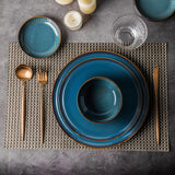 1 x RAW Customer Returns CSYY set of 2 pasta plates ceramic, dinner plate or breakfast plate, round dinner plate made of high-quality porcelain 26.5 cm blue  - RRP €36.99