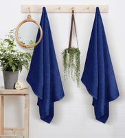 1 x RAW Customer Returns GLAMBURG Cotton 2 Pack Oversized Bath Towels 100 x 150 cm, Large Bath Towels, Ultra Absorbent, Compact, Eco-Friendly and 100 Recyclable, Quick Drying and Lightweight Towel - Navy Blue - RRP €17.99