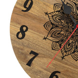 1 x RAW Customer Returns Foxtop Wooden Wall Clock Mandala Silent Without Ticking Noises 30 cm Decorative Solid Wood Clock for Living Room Kitchen Office Caf Bar - RRP €29.23