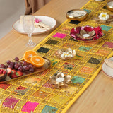 1 x RAW Customer Returns Patchwork Indian Cotton Table Runner Yellow 40x182 cm Decorative Rajasthani Hand Embroidered Colorful Luxury Coffee Dining Style Table Decoration - RRP €20.66